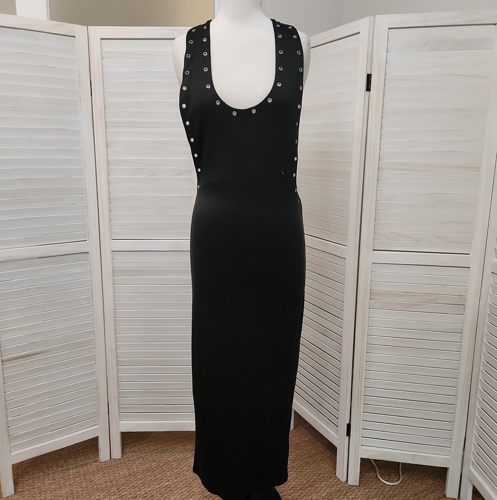 Shein Black Eyelet-Trim Maxi Dress Size M